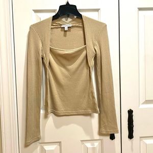 NWOT Ribbed Square-Neck Top — Beige, And Now This